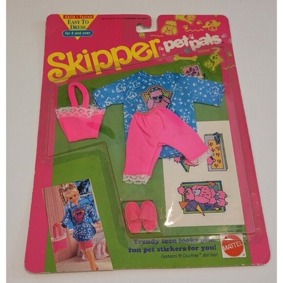 Vintage Skipper Pet Pals Outfit Blue Pink for Barbies Sister 1991 set 2958 - Picture 1 of 4